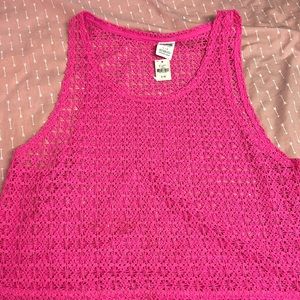 NWT VS PInk bright pink swim cover shirt
